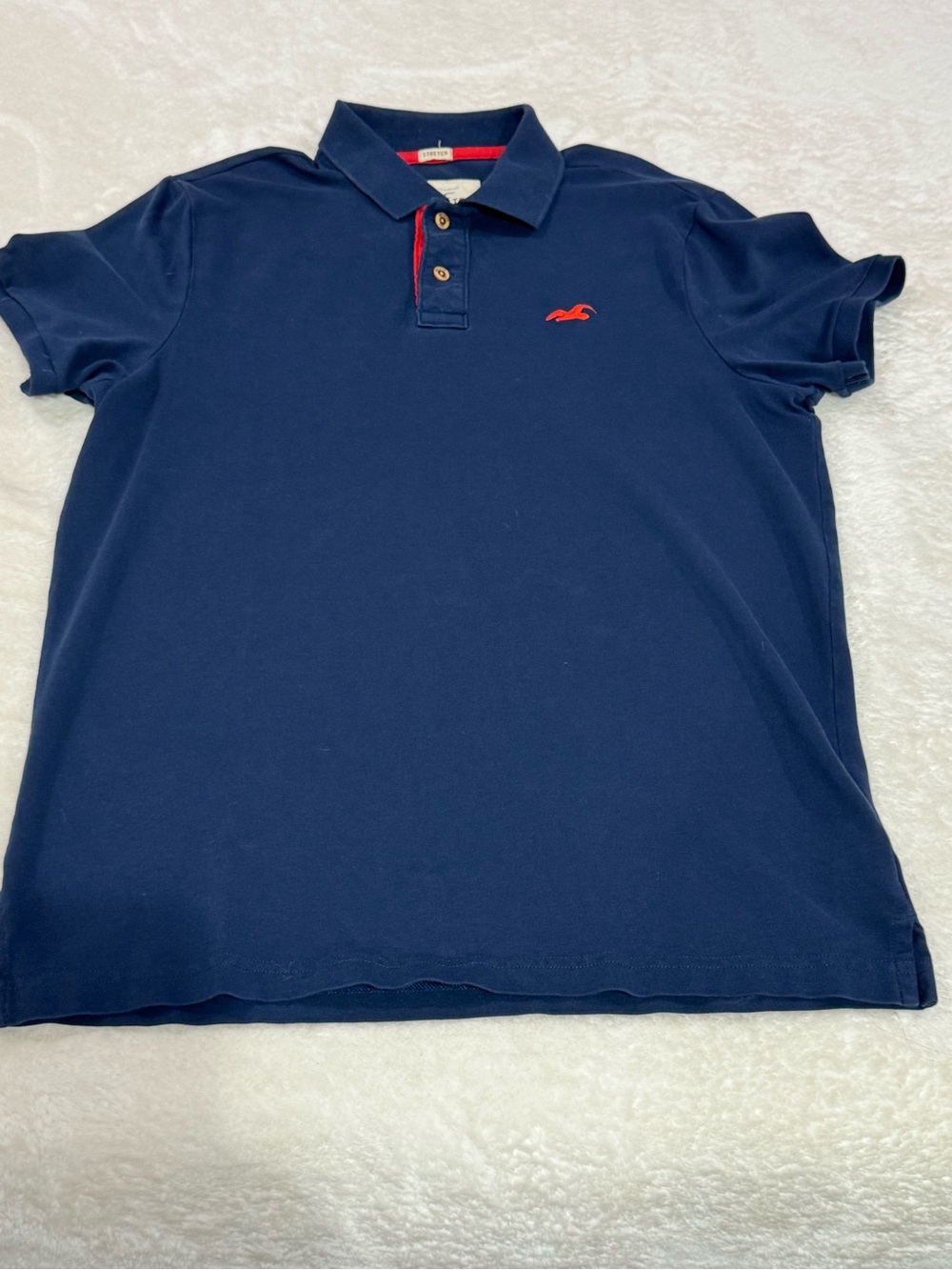 Hollister Navy Polo with Red Logo Accent